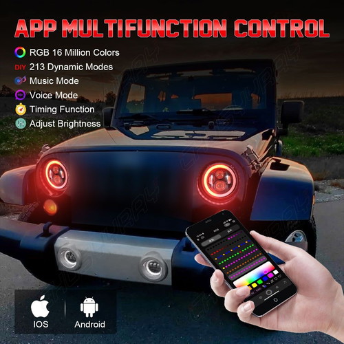 7-inch RGB LED headlights for Jeep Wrangler JK LJ Lada Niva Golf 2 Cherokee, used, 3 pcs with defects