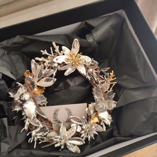 Decorative wreath gold plated 24K and silver new