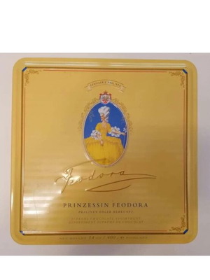Princess Feodora vintage metal chocolate box used
