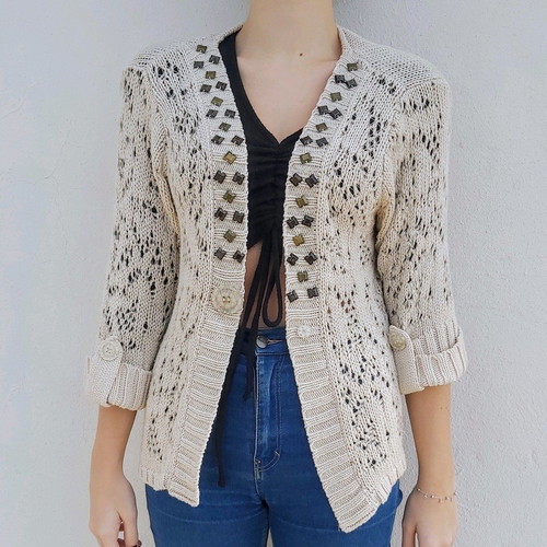 Vintage beige knitted cardigan Leonard's like new