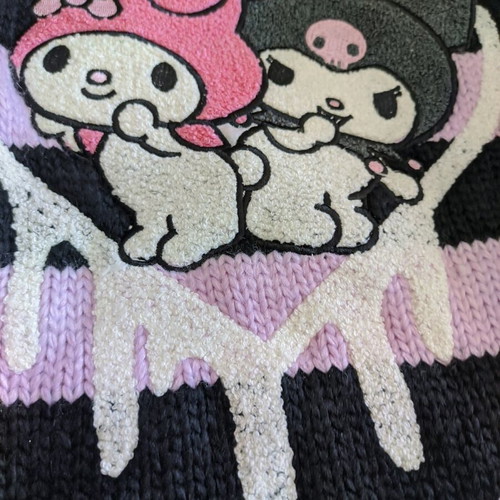 Hello Kitty Sanrio Pullover with Kuromi & My Melody used, striped, size S