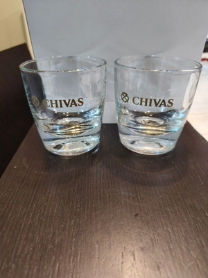 Chivas whiskey glasses new, thick and heavy glass