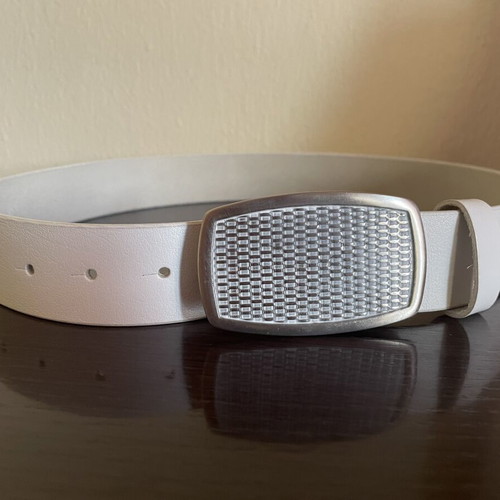 Leather belt white, almost like new, size 95 cm
