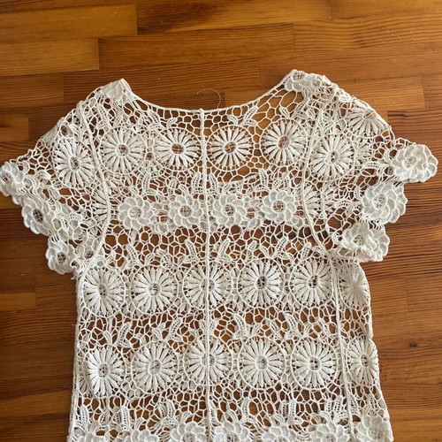 Crochet transparent top size Small like new, beige