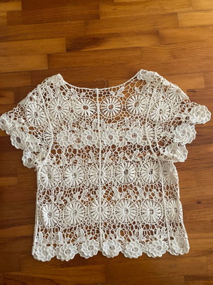 Crochet transparent top size Small like new, beige