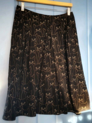 Handmade Midi Skirt with Cats Moixa London like new, black