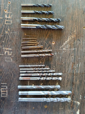 Drill bits used, various types for wood, metal and concrete