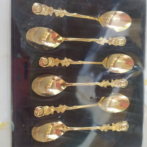 Gold-Plated Dessert Spoons Set of 6 Like New