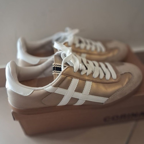 Corina sneakers new, gold with beige, size 39