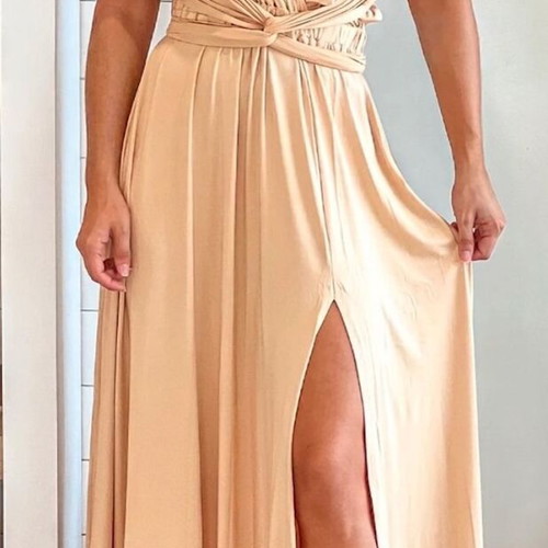Convertible sleeveless dress size S new, beige