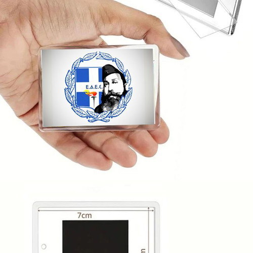 E.D.E.S. fridge magnet with transparent acrylic photo frame