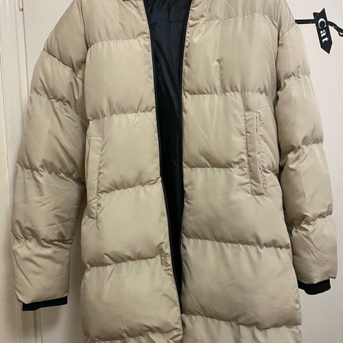 Beige long puffer jacket new, size XL
