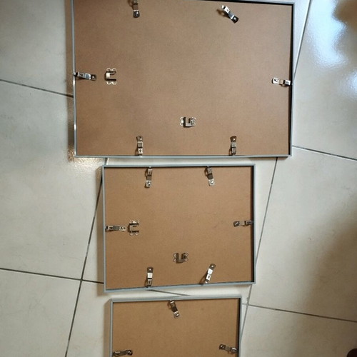 Set of three plastic frames used, gray metallic color