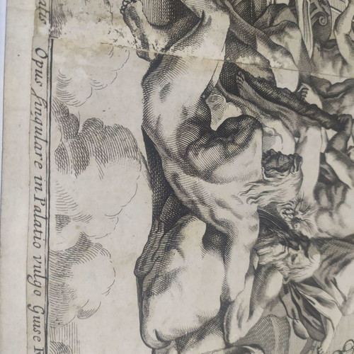 Original woodcut with the gods of Olympus used