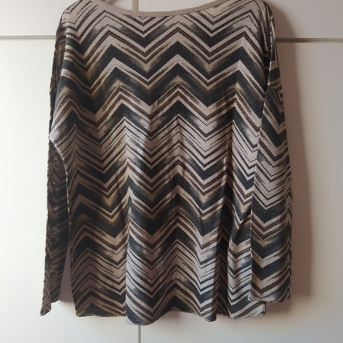 Cotton women's blouse with stripe pattern like new, beige multicolor