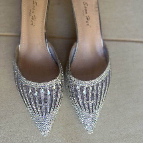 Silver high heel shoes like new, size 41