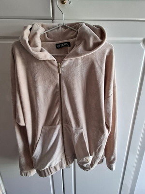 Enzzo Beige Velour Zip Hoodie L like new
