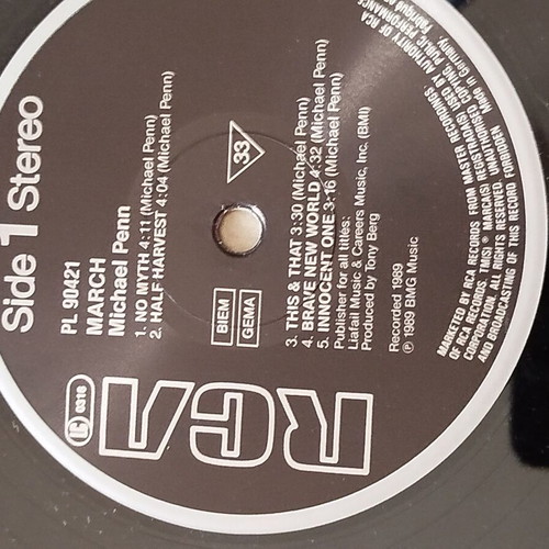 Michael Penn March vinyl LP album 1989 used, rock
