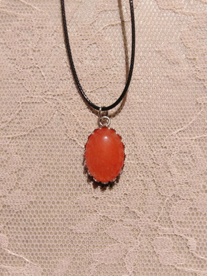 Handmade stainless steel pendant with orange agate new