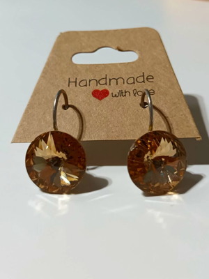 Swarovski Light Topaz Earrings handmade like new, dangle style