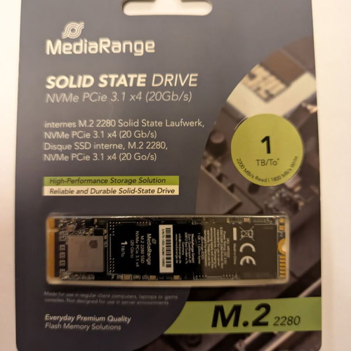 MediaRange 1TB M.2 NVMe PCIe 3.1 SSD