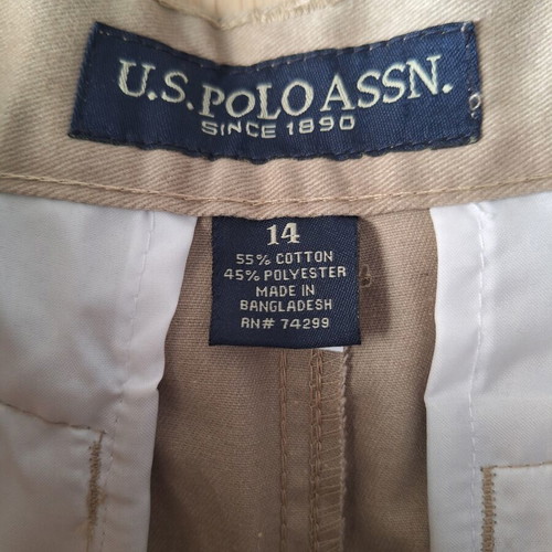 U.S. Polo Assn. Boys' Chino Bermuda Shorts New Beige Size 14