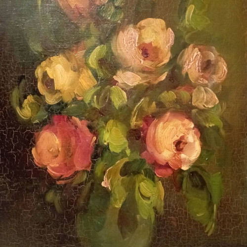 Authentic oil painting paste technique new with wooden frame