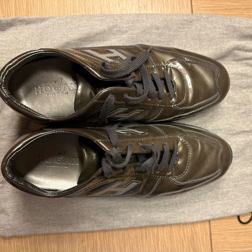 Hogan sneakers used, gray glossy, size 39