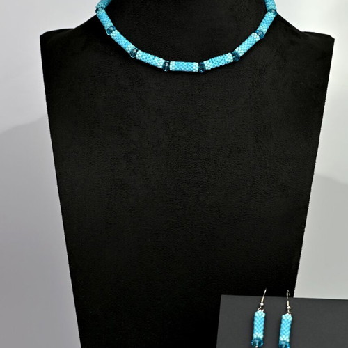 Necklace and earrings set made to order in light blue