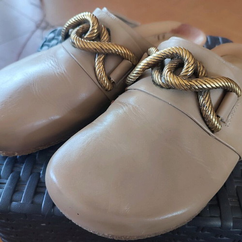 Zara leather sabots beige size 41 like new with iron rings