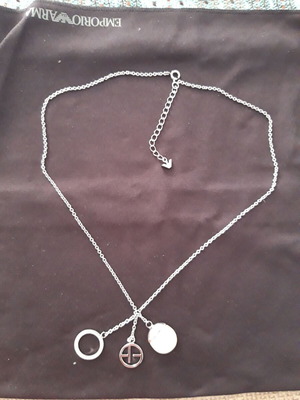 Emporio Armani women's necklace like new, silver with 3 charms