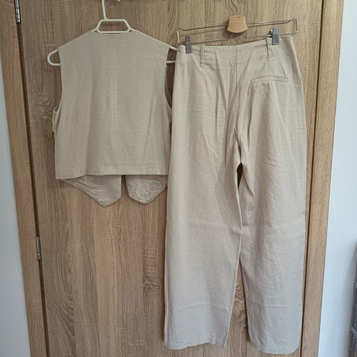Bershka linen set size S, like new, beige