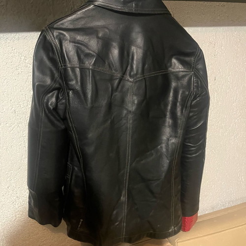 Armani Jeans leather jacket women's size S used, black