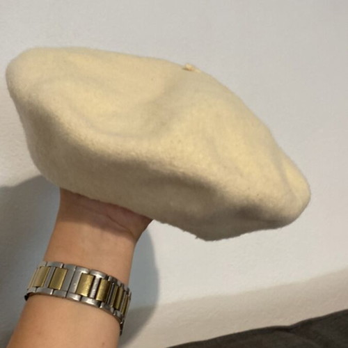 Vintage French wool beret Piesse Laulhere used, beige