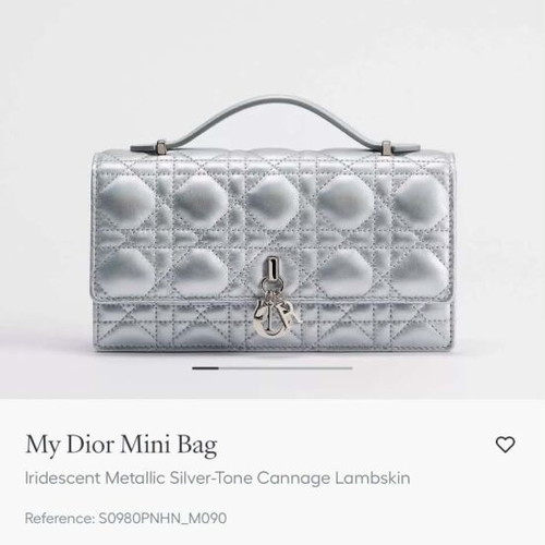 Dior My Dior Mini Bag, iridescent metallic silver cannage lambskin
