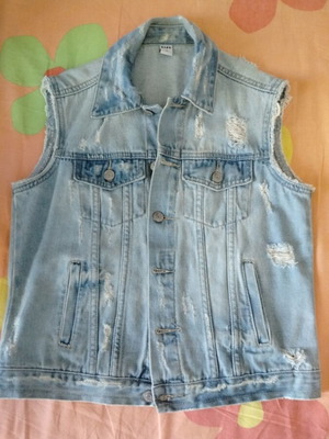 Jean vest unisex, small size, blue