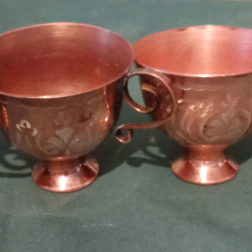 Copper coffee set like new, set of four cups