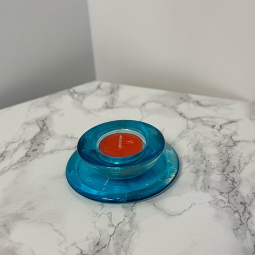 Glass candlestick used, 2-piece set