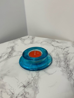 Glass candlestick used, 2-piece set