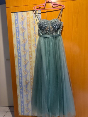 Bellona maxi tulle dress turquoise new, size L