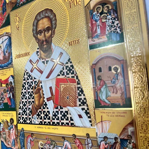 Religious icon print of Saint Lazarus used, 38.5x31 cm