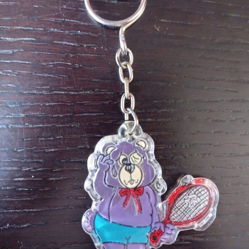 Care Bears keychain used with bear and tennis racket