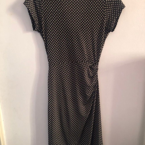 Draped dress used with geometric pattern in black and gray