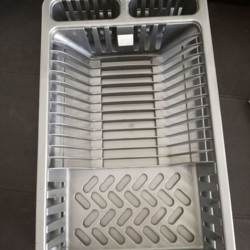 Plastic dish rack with drip tray, grey, 46cm x 28cm
