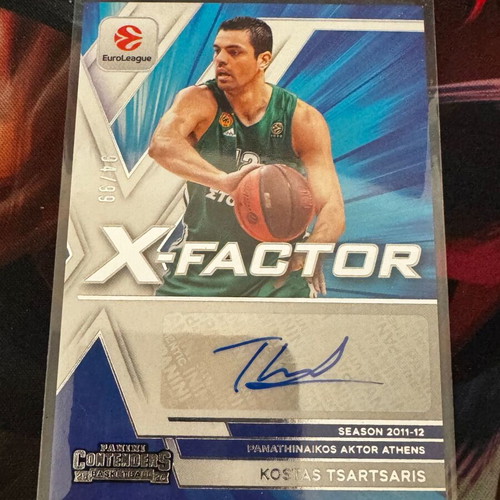 2025-26 Panini Contenders Euroleague Kostas Tsartsaris X-Factor Auto /99
