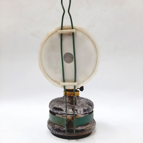 Vintage gas oil lamp from the 60s, used, glass body and brass burner