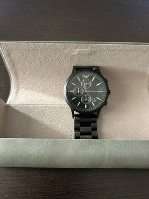 Emporio Armani Quartz wristwatch men like new, black steel