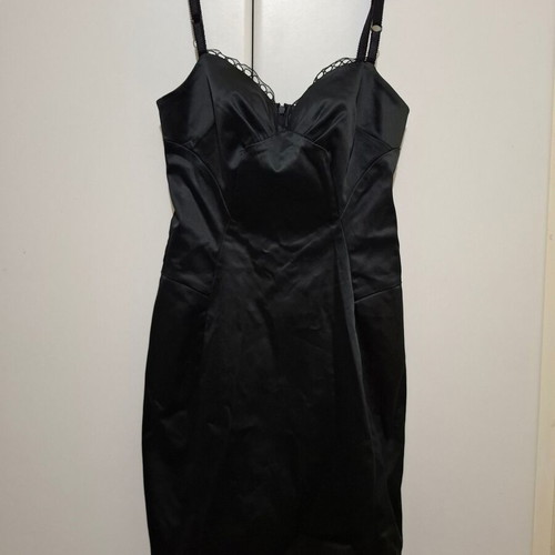 Dolce & Gabbana Black Satin-Look Cocktail Mini Dress IT 40 like new