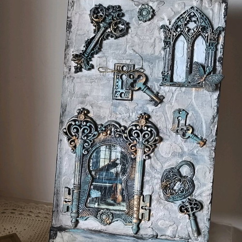 The Composer's Locked Secret mixed media panel made to order
