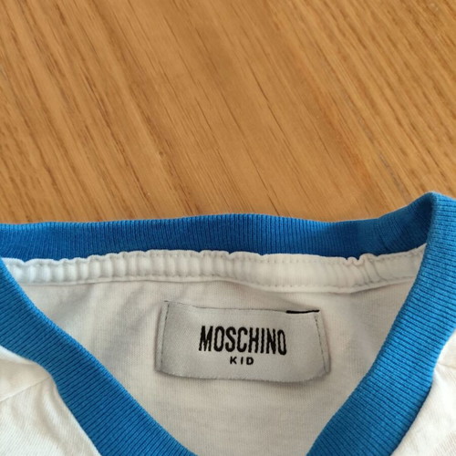 Moschino kids T-shirt, white with blue trim and red print